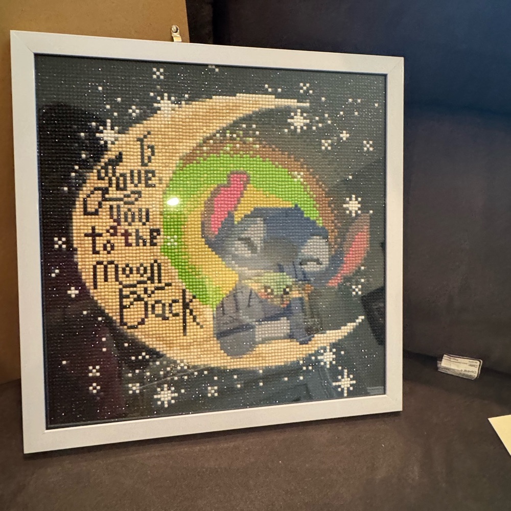 Stitch Moon and Stars Framed Art